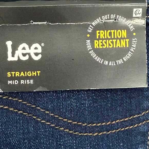 Lee Women's Straight Mid Rise Stretch Friction Resistant Blue Jeans Size 20L NWT - Picture 5 of 11